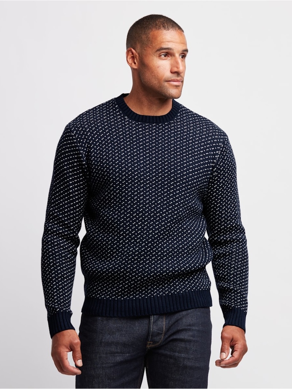 Line of Trade Fisherman Sweater Birdseye Knit Black Crewneck Pullover Small